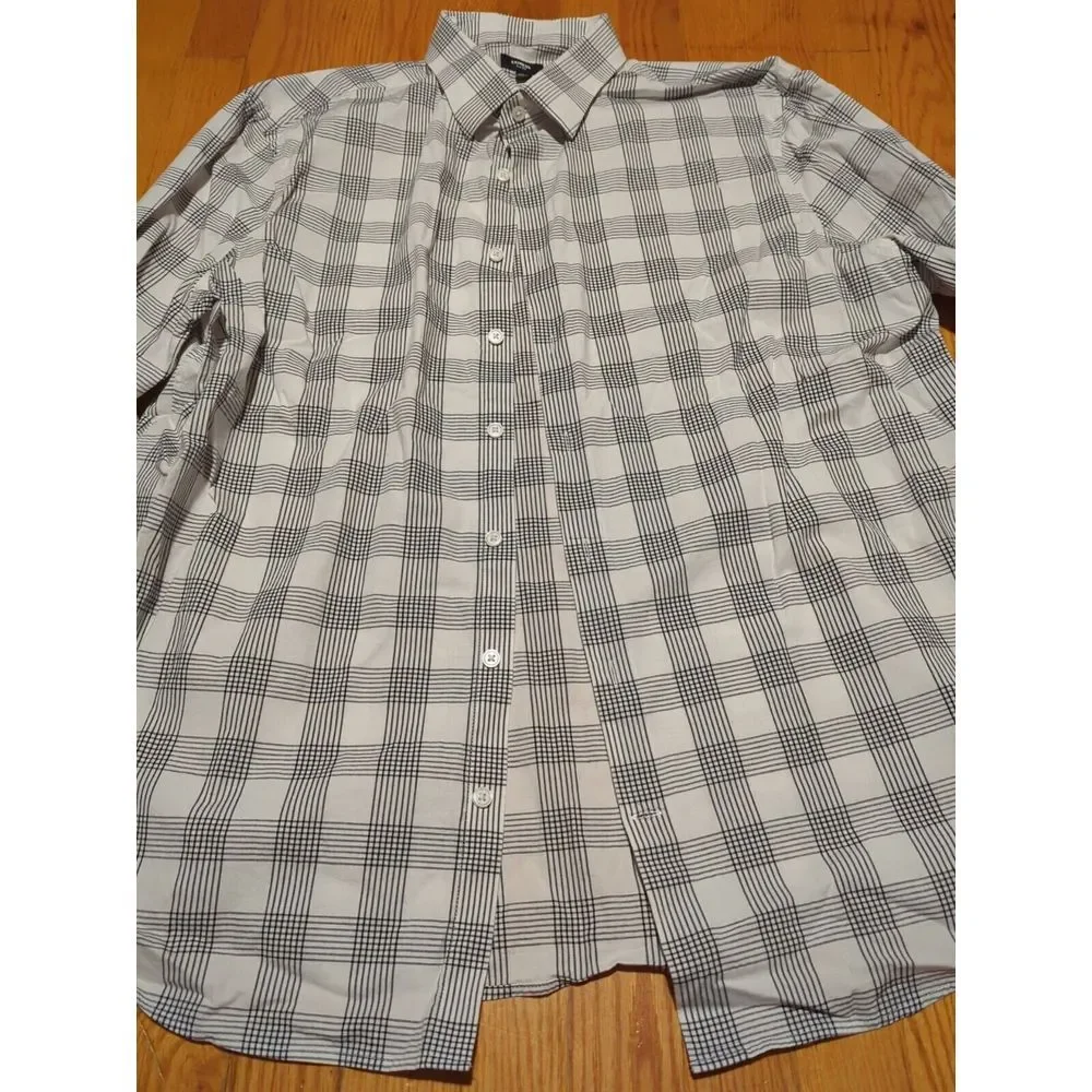 Express Slim Fit Long Sleeve Button Down Shirt SZ XL White Black‎ Plaid NEW - Picture 5 of 8